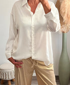 Chemise oversize longue blanche liseret brillant ✨