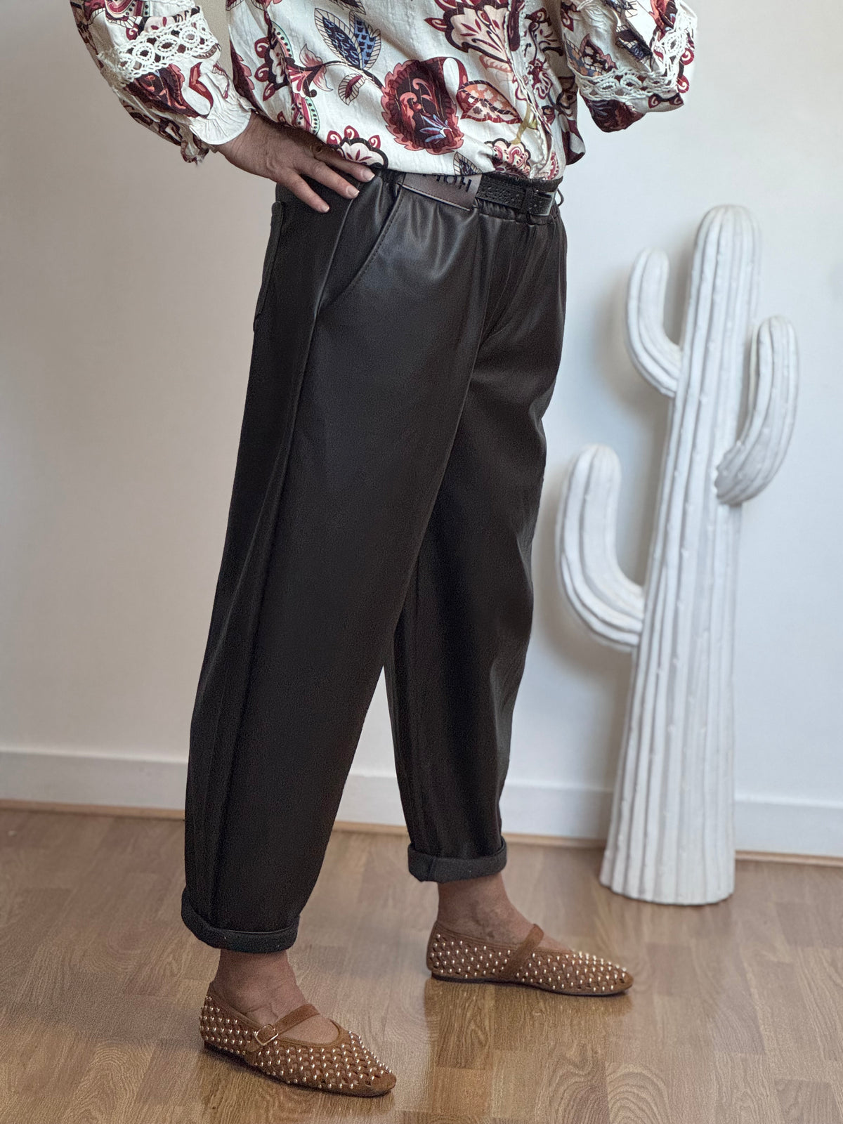 Pantalon SIENNA 🤎 similicuir marron TU 38/46