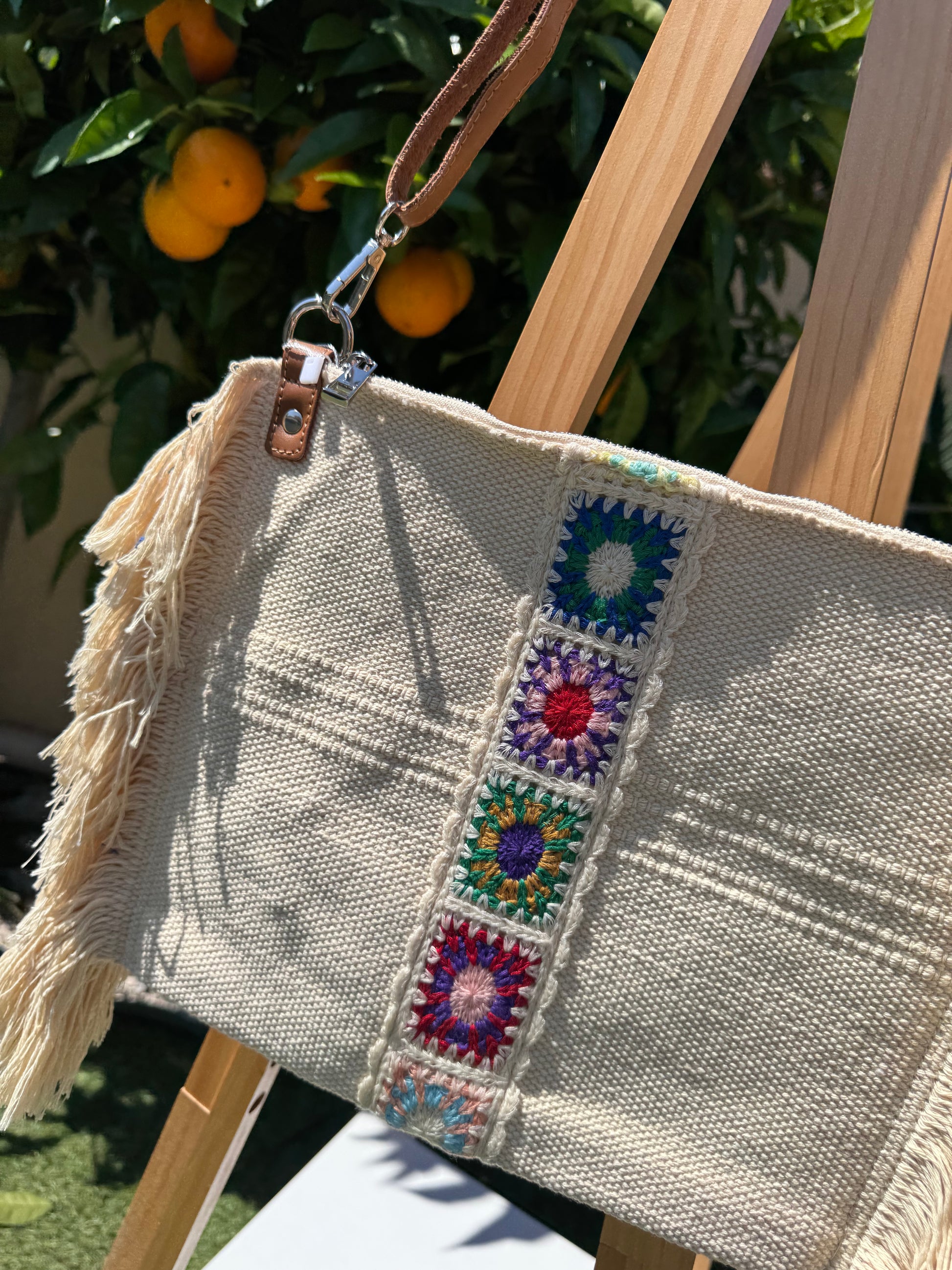 Sac bohème crochet crème