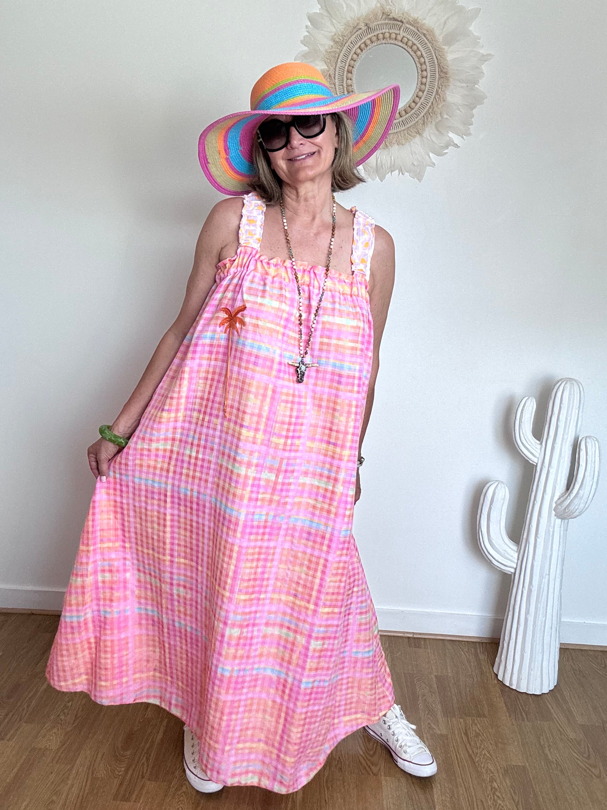 Robe Vichy multicolore fluo