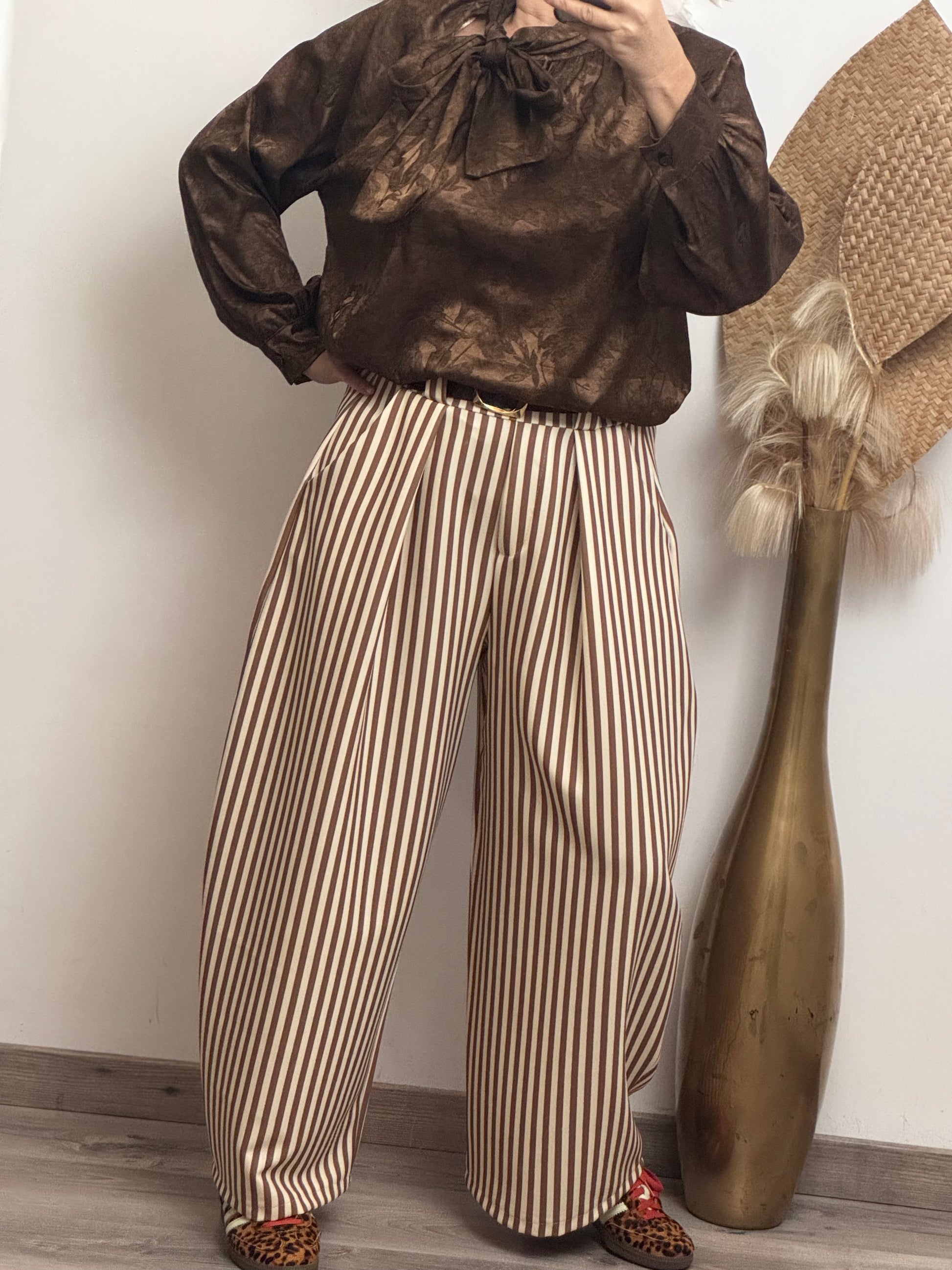 Pantalon ballon rayures marrons