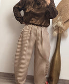 Pantalon ballon rayures marrons