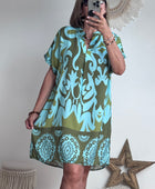 Robe Elisa kaki/turquoise