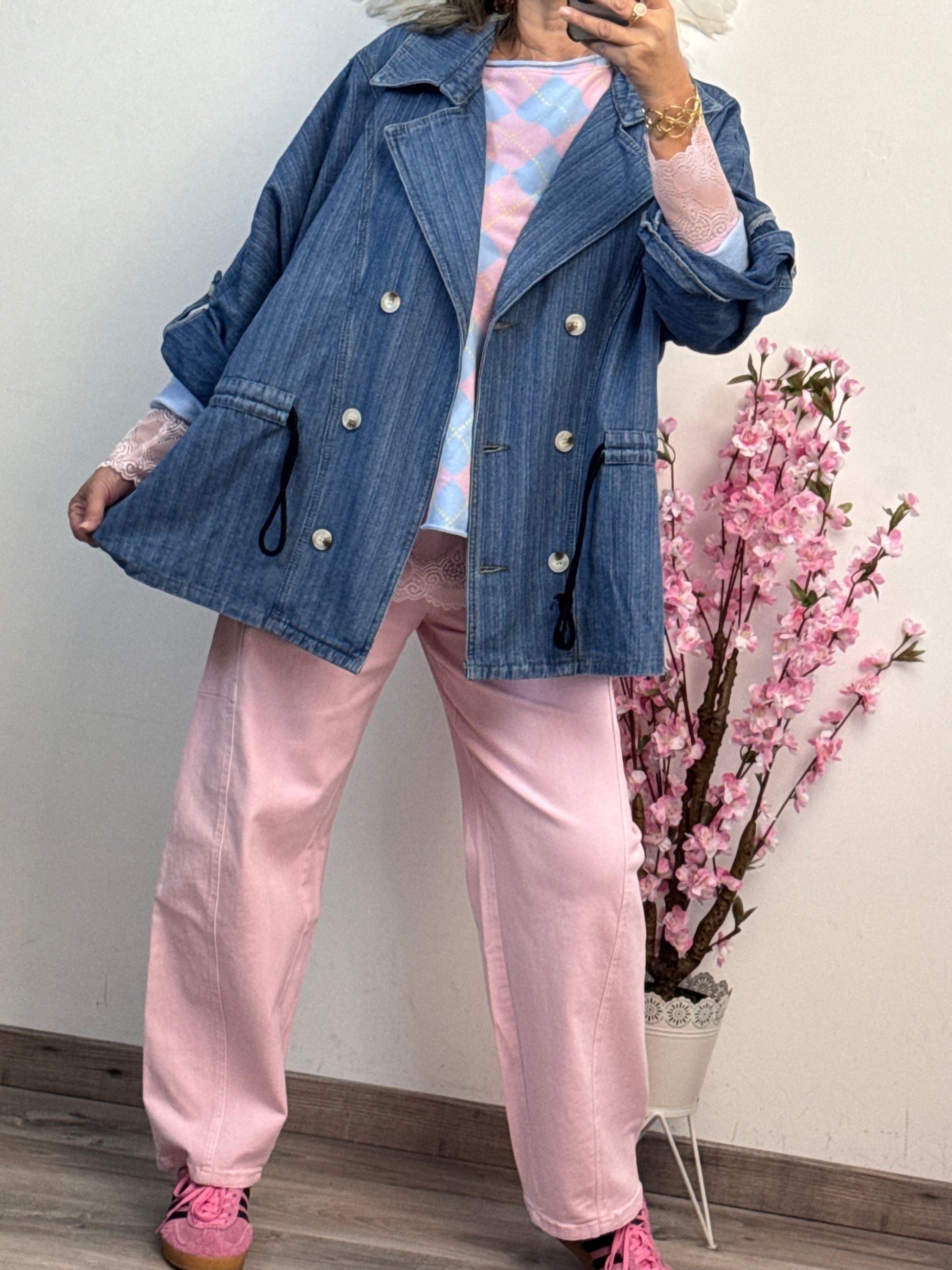 Jeans balloon rose pâle