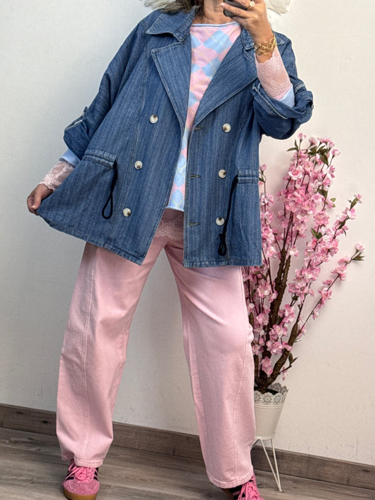 Jeans balloon rose pâle