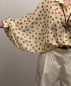 Blouse fluide jaune pois marrons