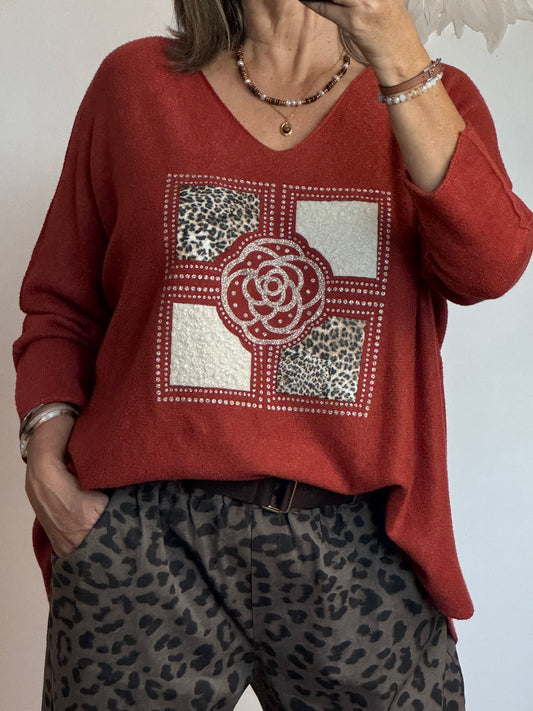 Pull Rosalia terracotta jolie forme