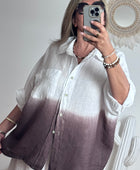 Chemise lin blanche et marron TU 38/48