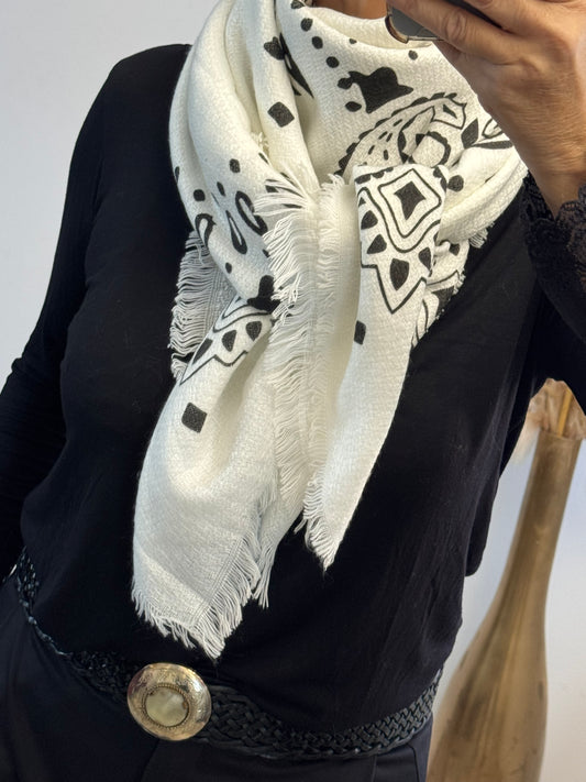 Écharpe bandana blanc cassé