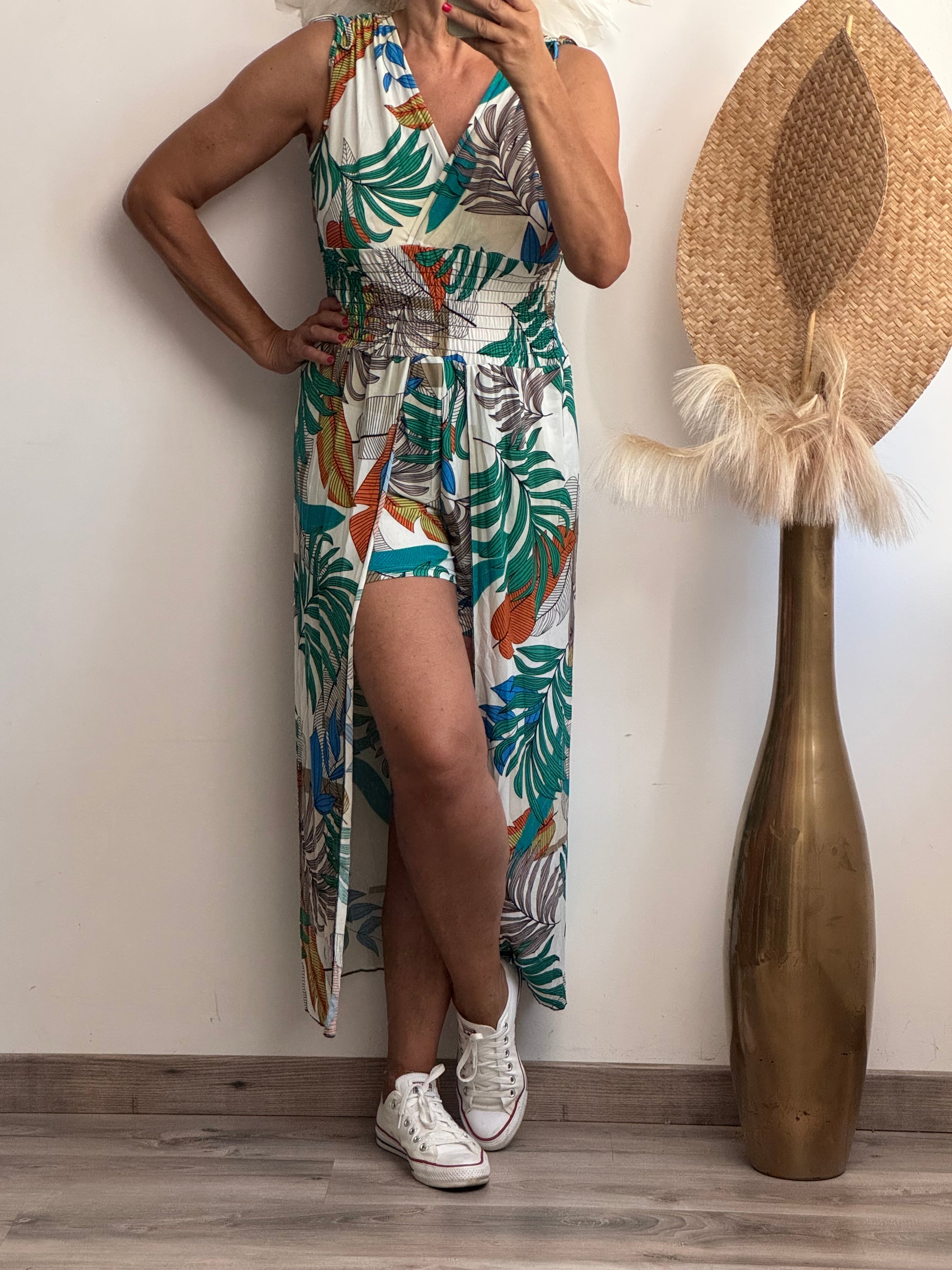 Robe short imprimée vert