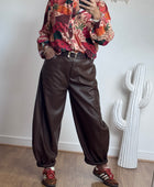 Pantalon barrel similicuir marron TU 38/46