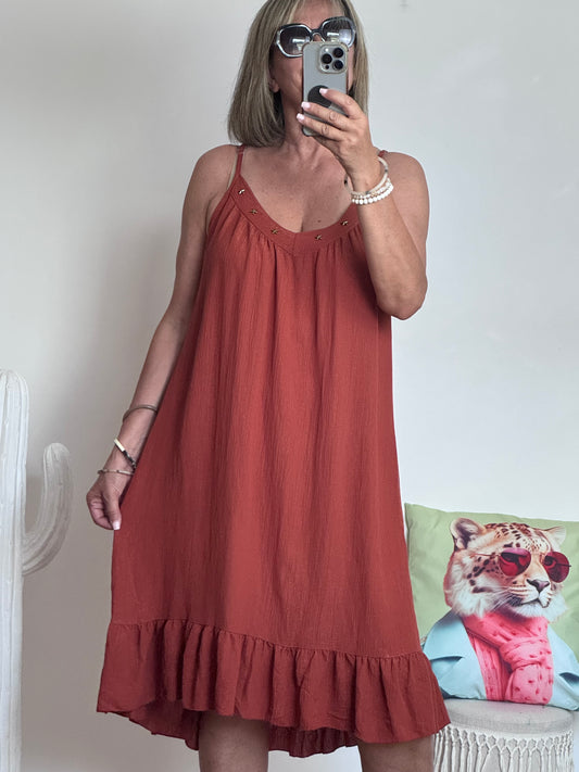 Robe d’été à bretelles terracotta