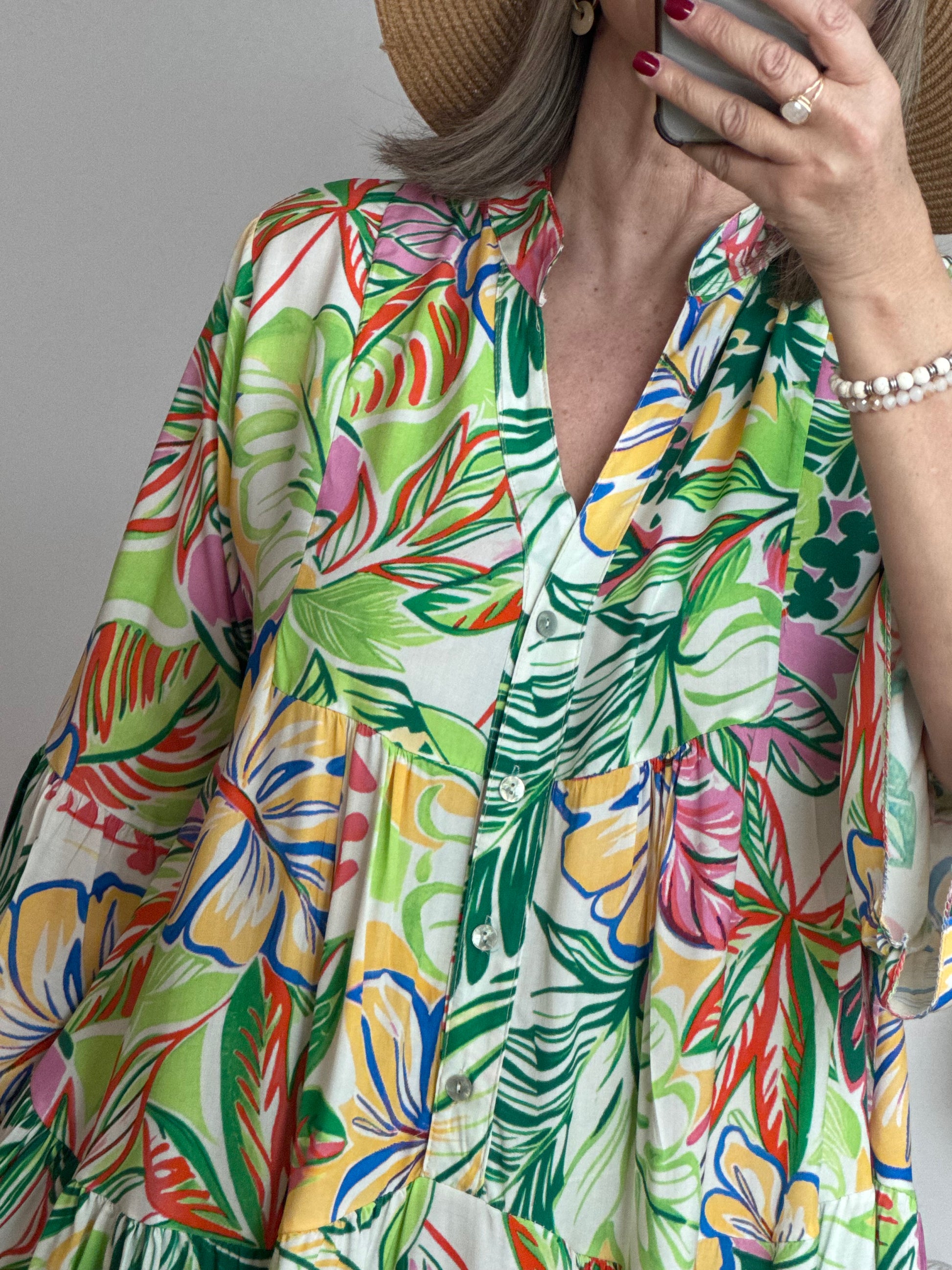 Robe floral vert