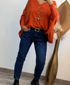 Jean mom fit bleu taille disponible du 44 au 52
