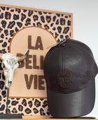 Casquette similicuir marron