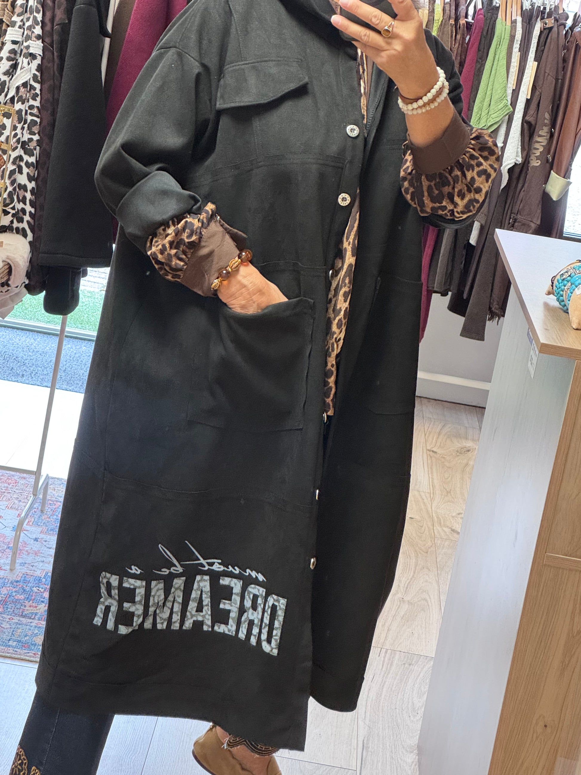 Veste longue suédine noire