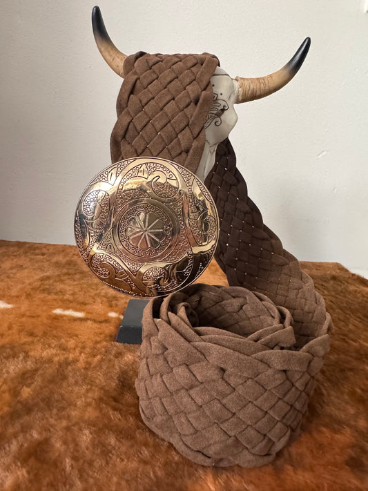 Ceinture bohème moka boucle dorée