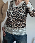 Top dentelle leo crème