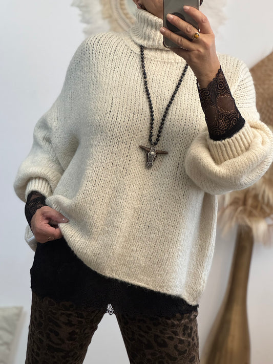 Pull d’hiver maille crème