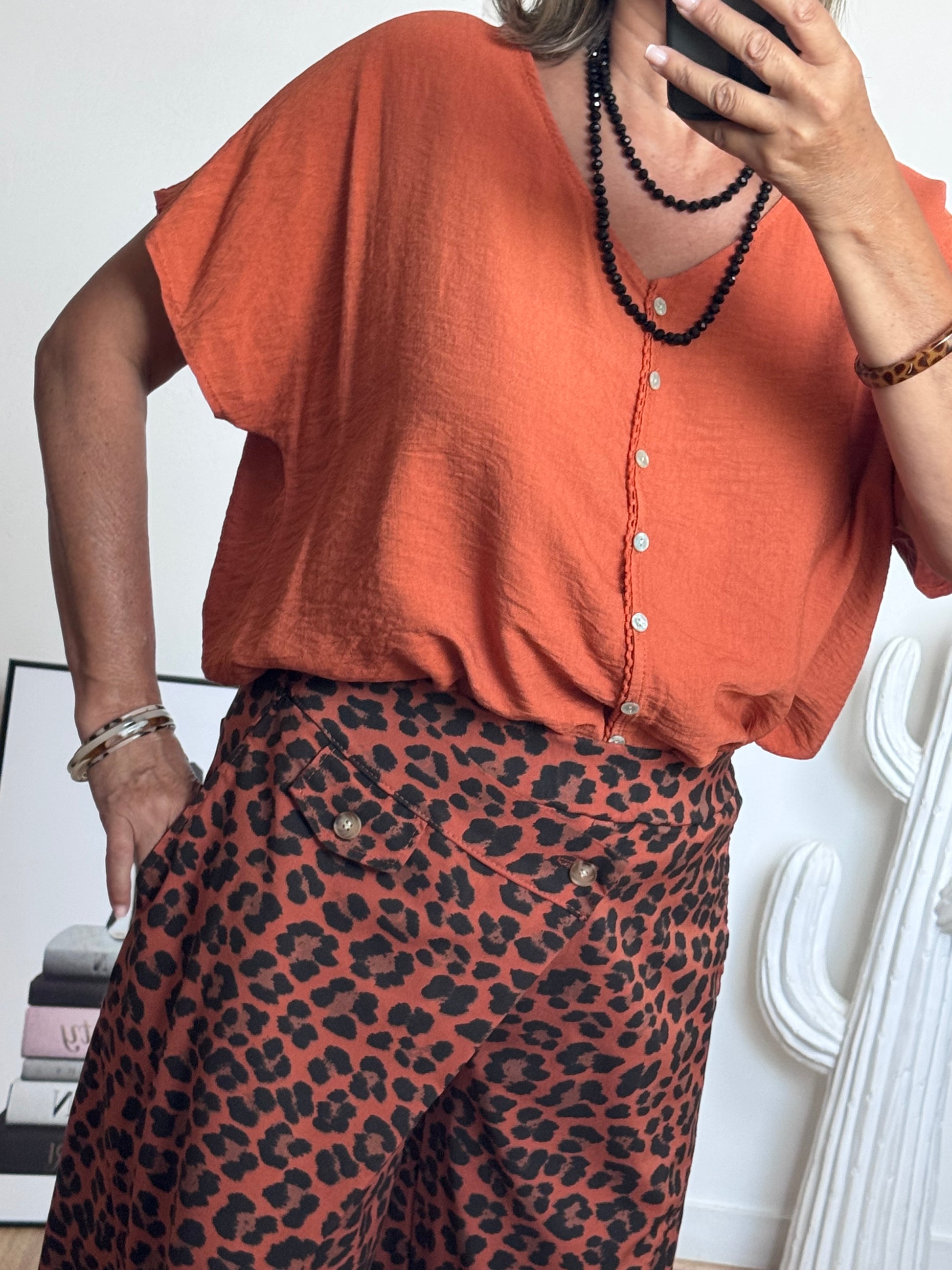 Pantalon confort Léo terracotta TU 38/46