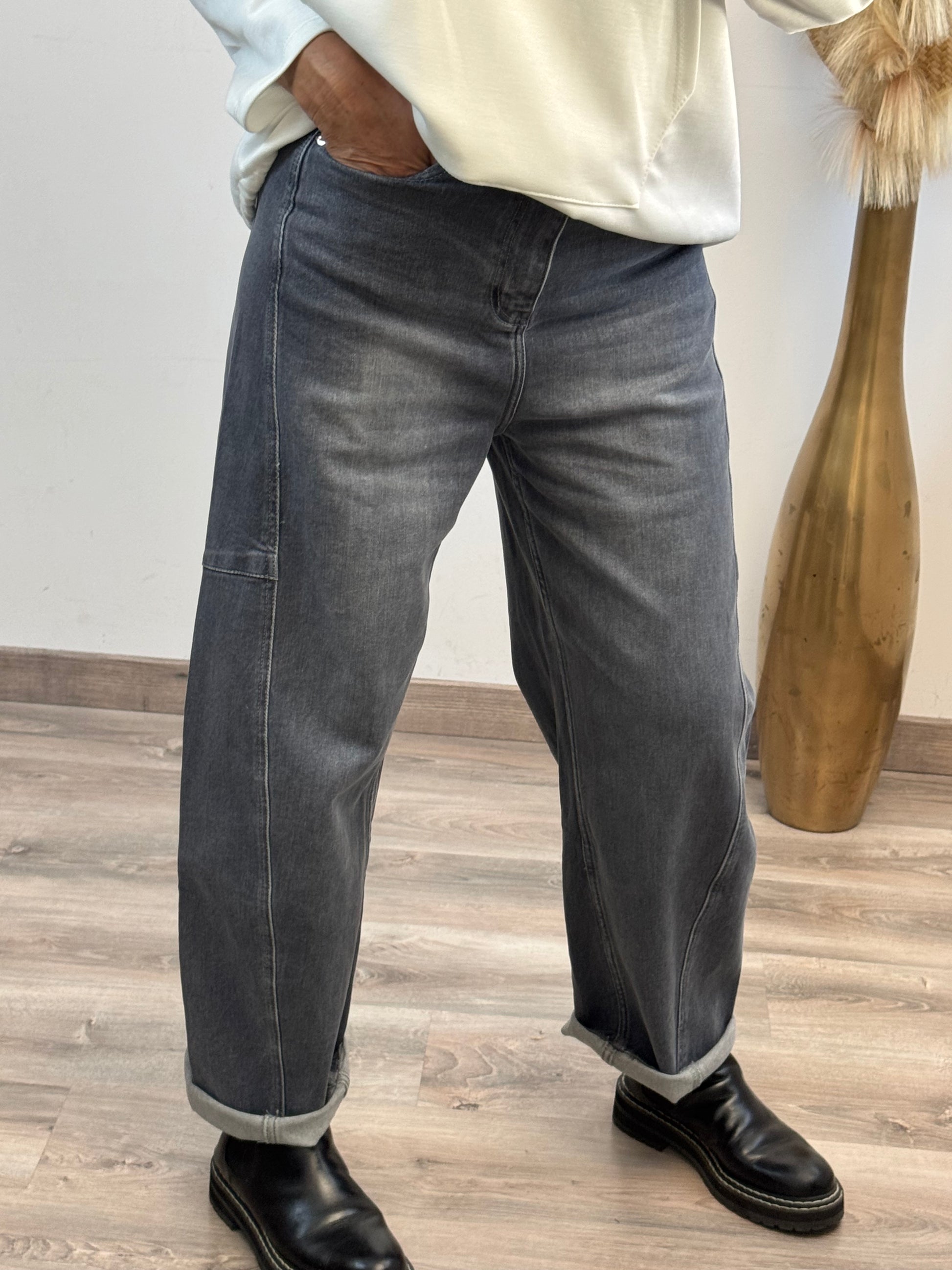 Jean balloon gris