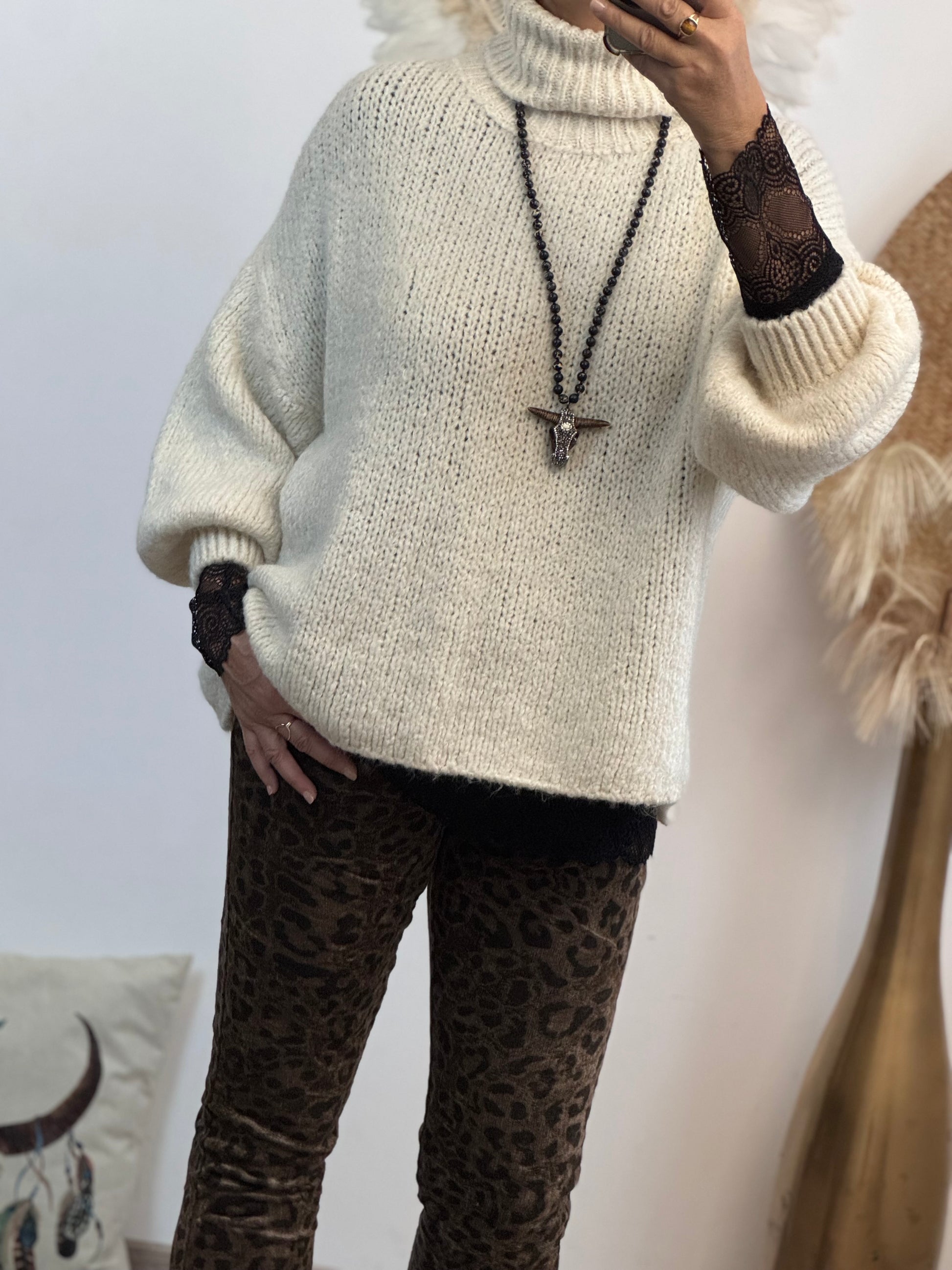 Pull d’hiver maille crème