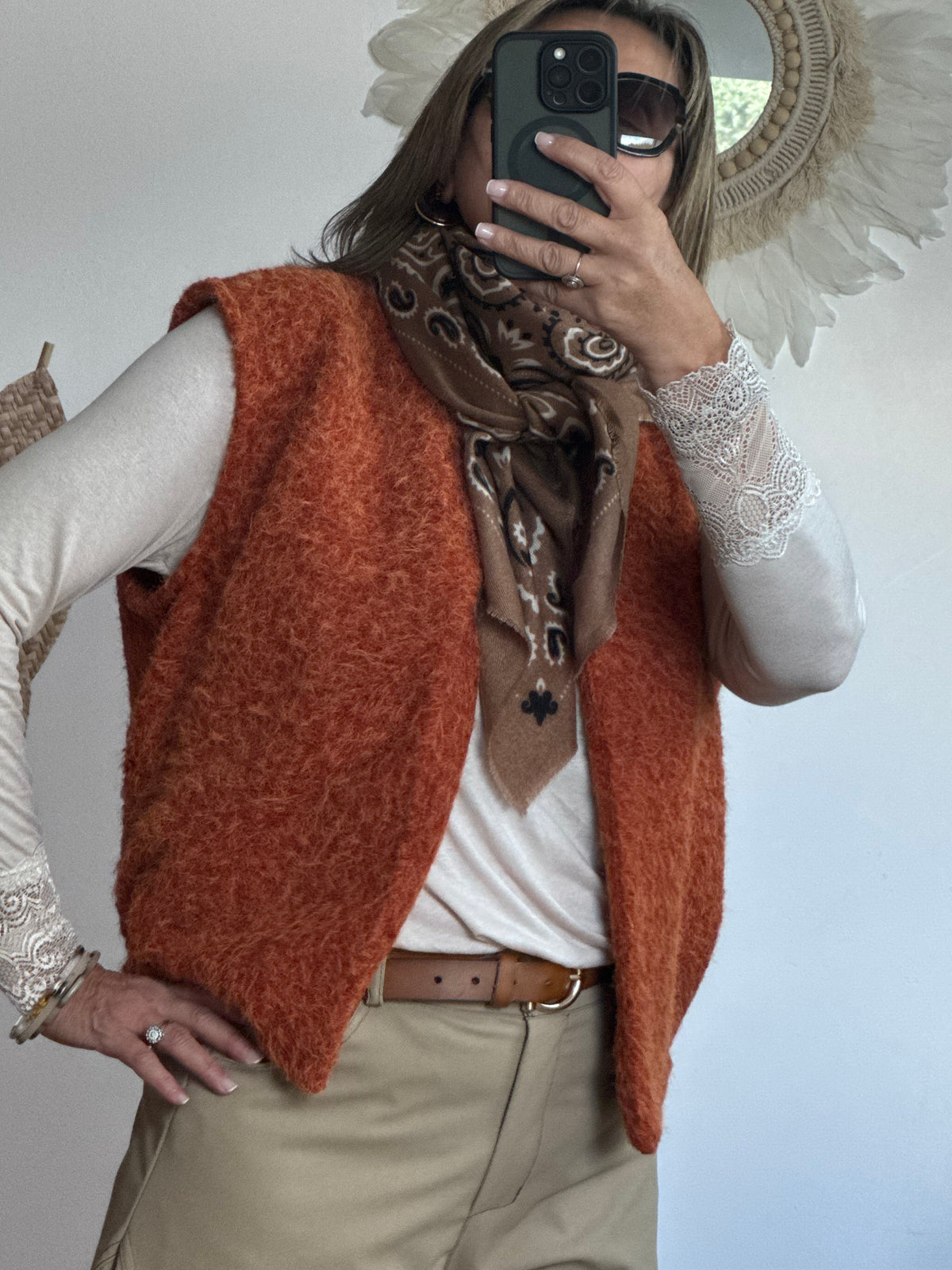 Veste sans manches terracotta
