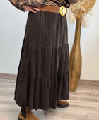Jupe longue velours côtelé marron
