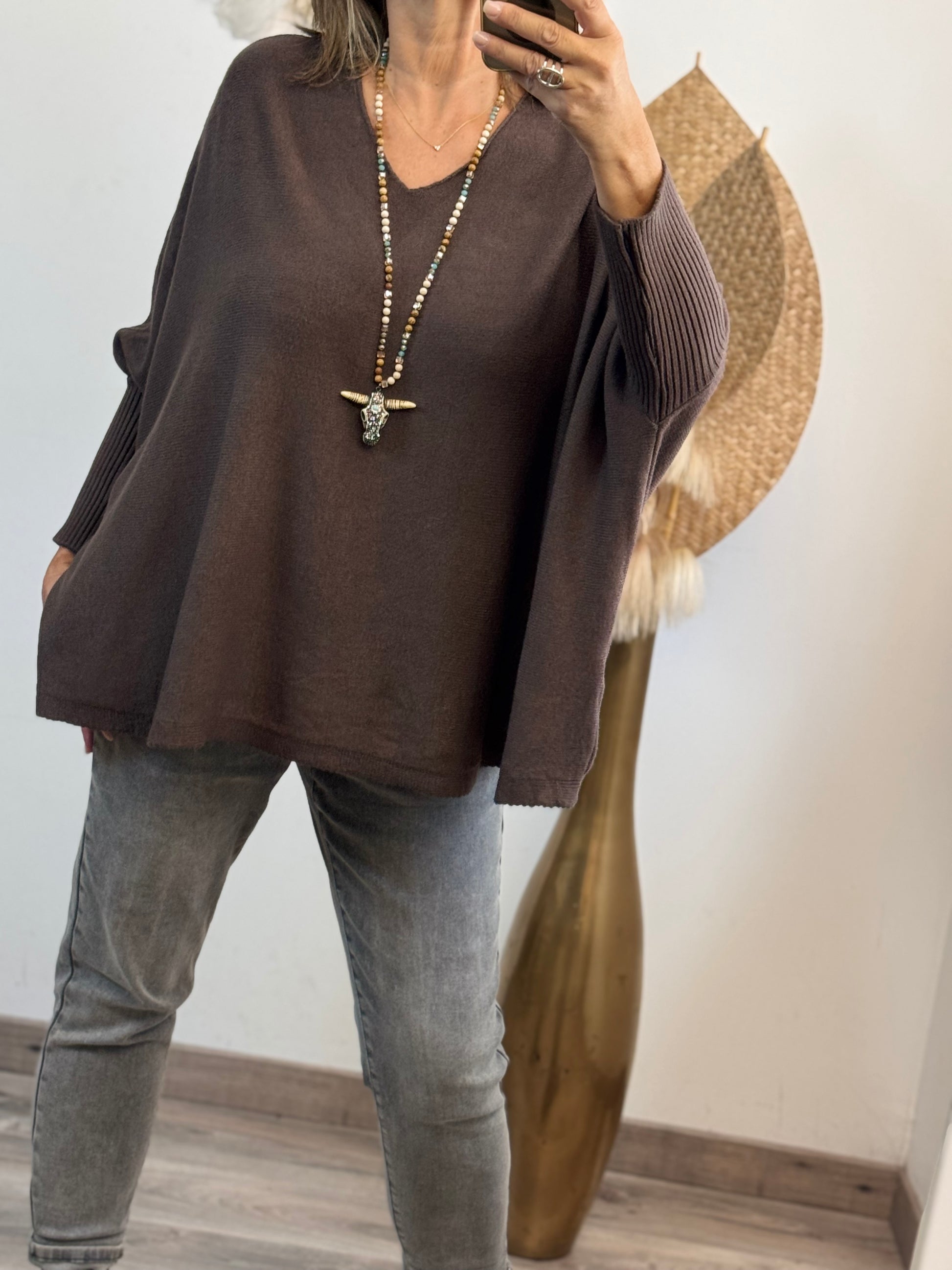 Pull Lucas oversize marron TU 44/54
