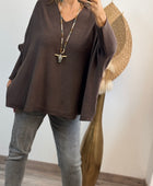 Pull Lucas oversize marron TU 44/54