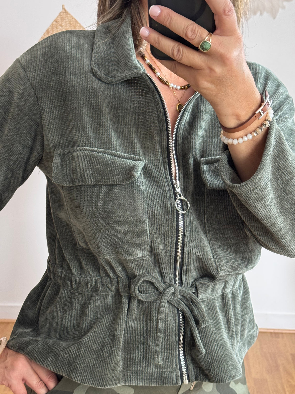 Veste velours milleraies kaki