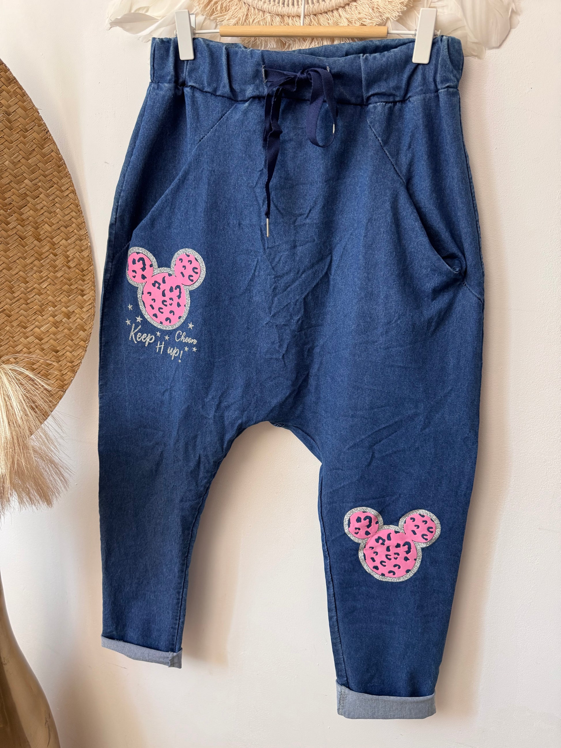 Pantalon saroual denim bleu Mickey