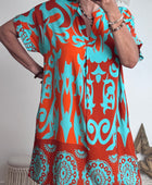 Robe Elisa orange/turquoise