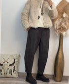 Blouson fausse fourrure beige