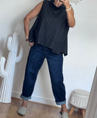 Jeans barrel bleu foncé