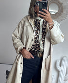 Veste longue suédine beige