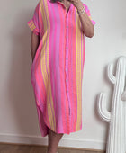 Robe gaze de coton fond Lila