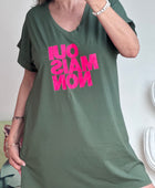Robe teeshirt « Oui Mais Non » kaki
