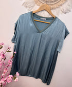 Teeshirt satiné bleu canard