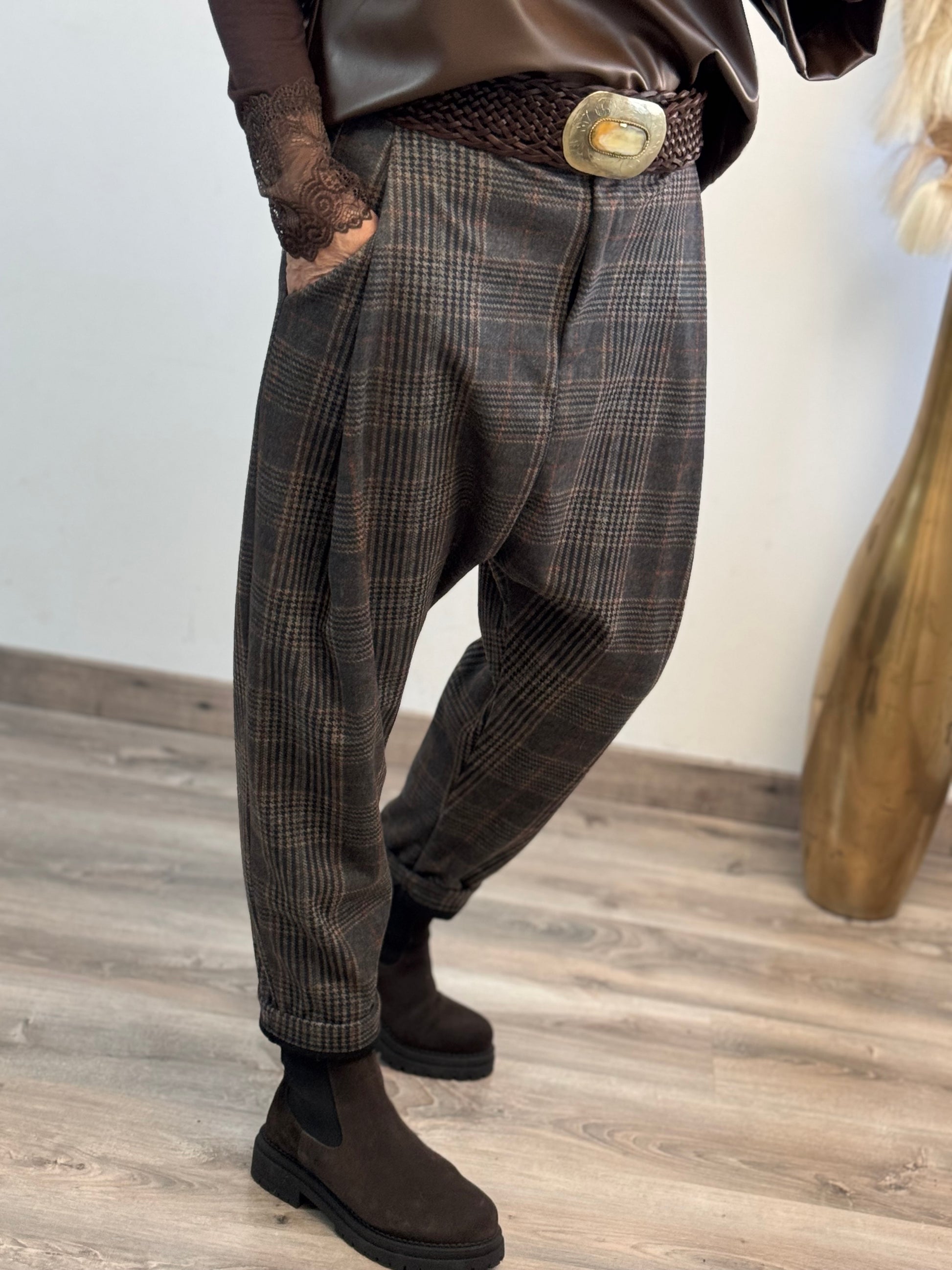 Pantalon saroual à carreaux