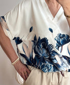 Blouse imprimée marine TU 44/50