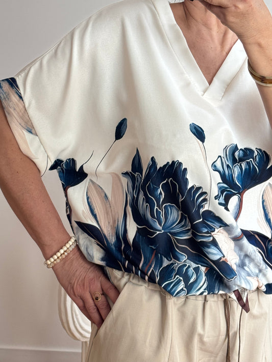 Blouse imprimée marine TU 44/50