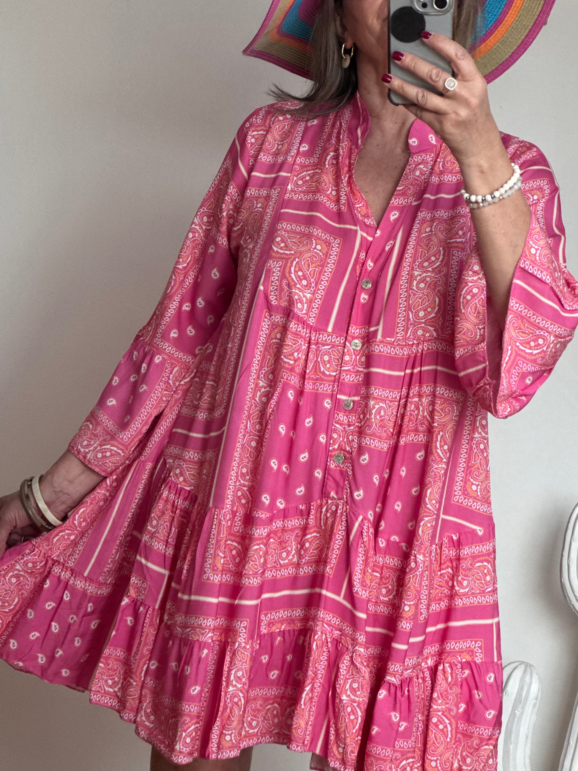 Robe Léa bandana fuchsia