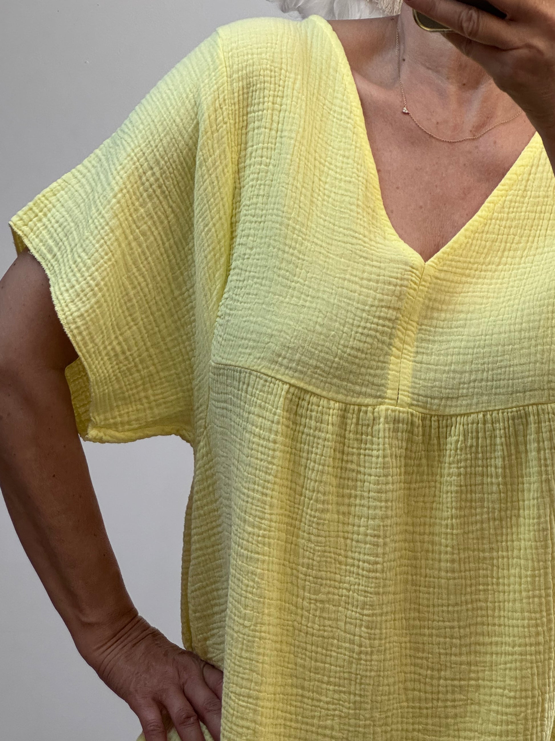 Robe gaz de coton jaune