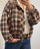 Blouson loose carreaux marron