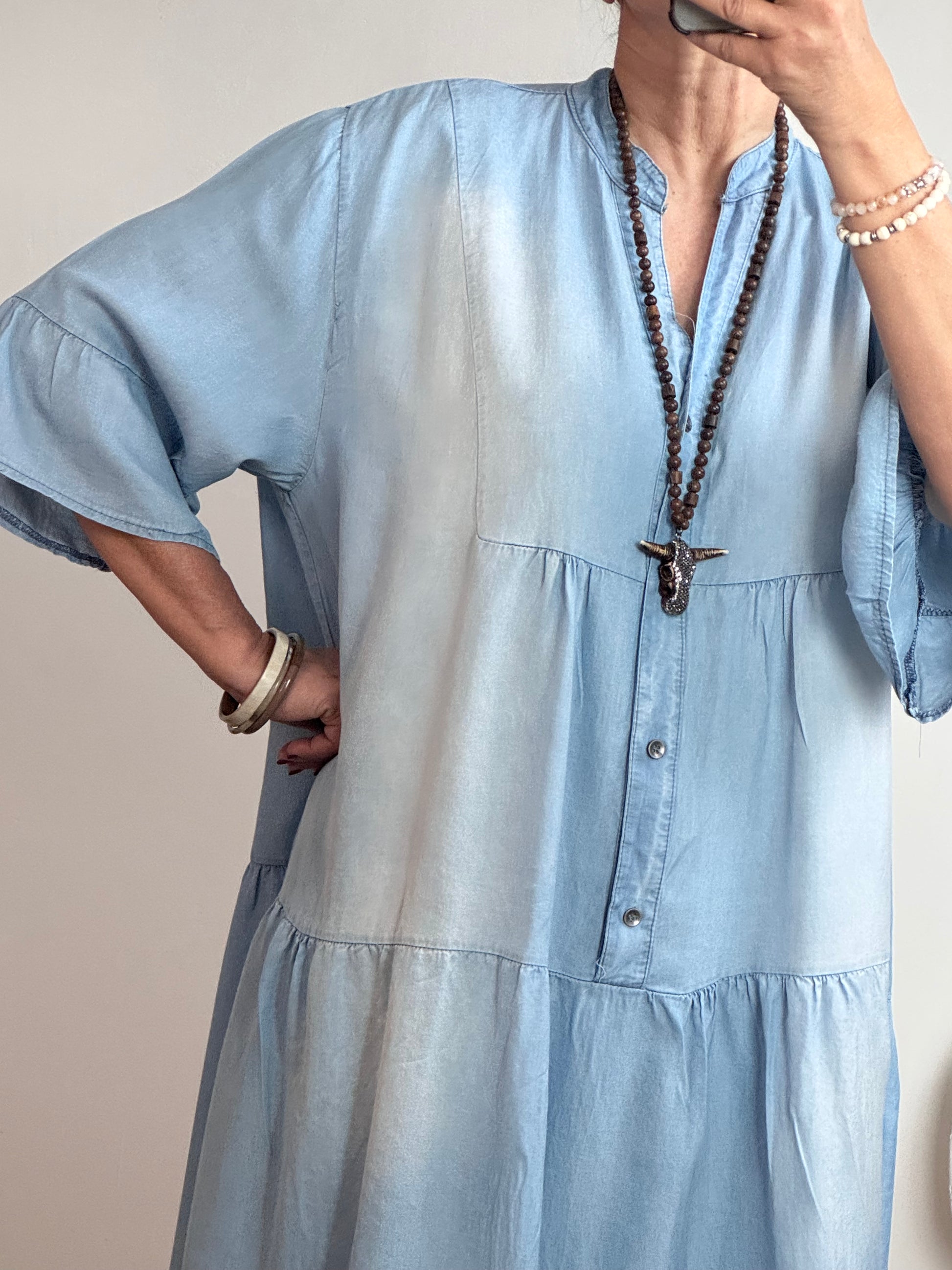 Robe bohème lyocell bleu clair TU 44/50