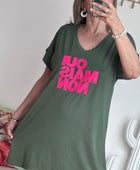 Robe teeshirt « Oui Mais Non » kaki