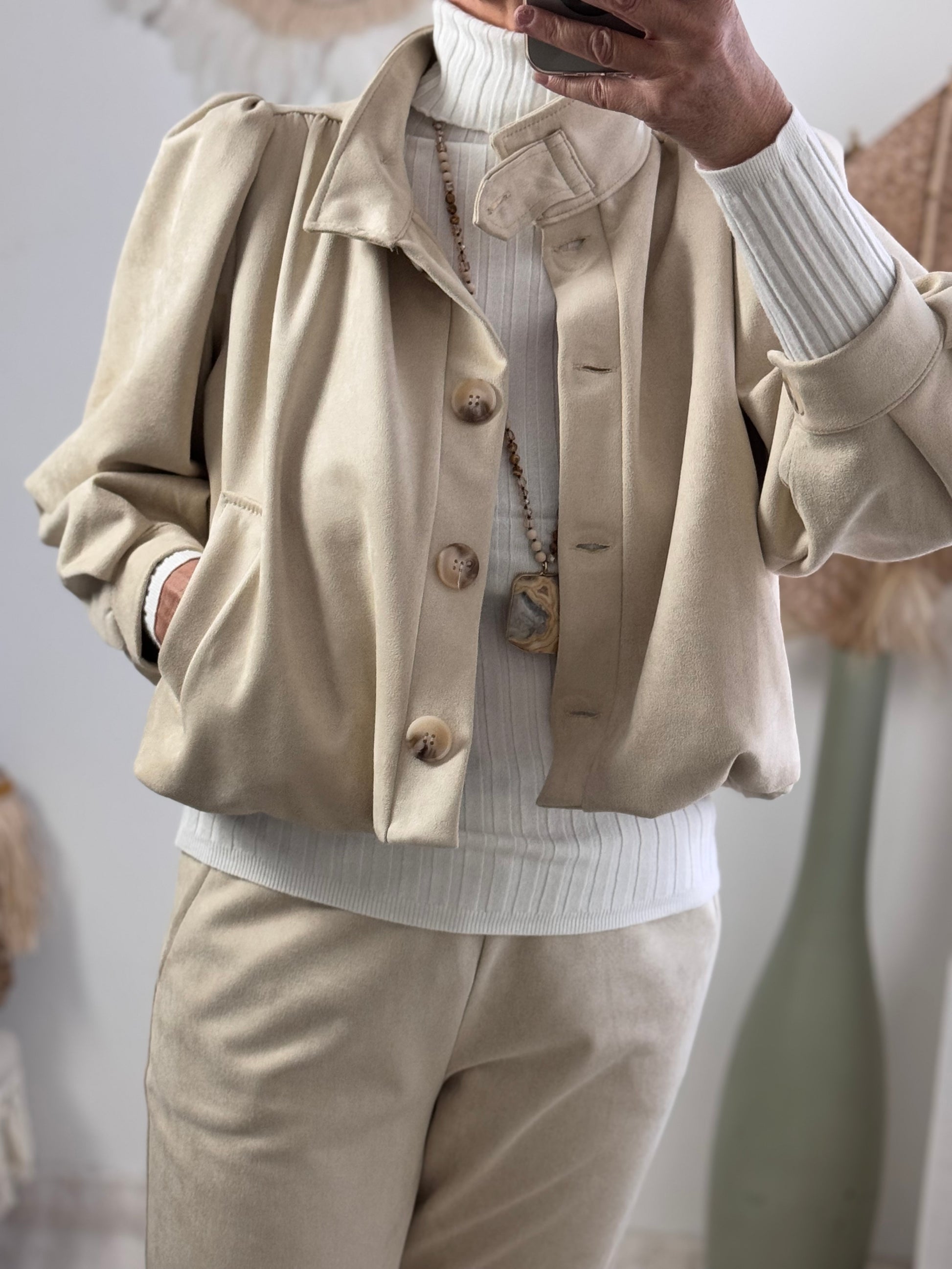 Veste Louise suédine beige