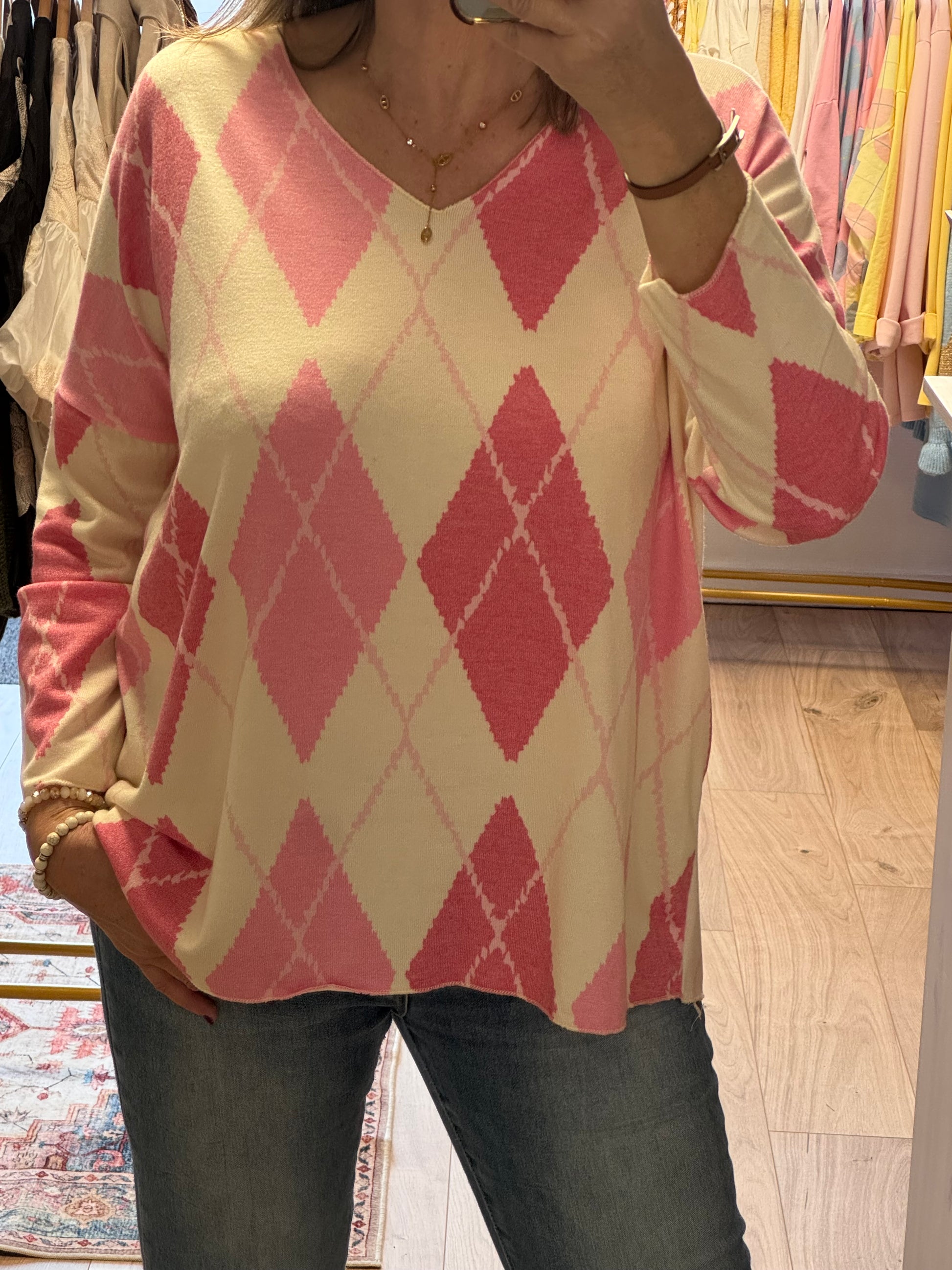 Pull jacquard rose TU 44/50