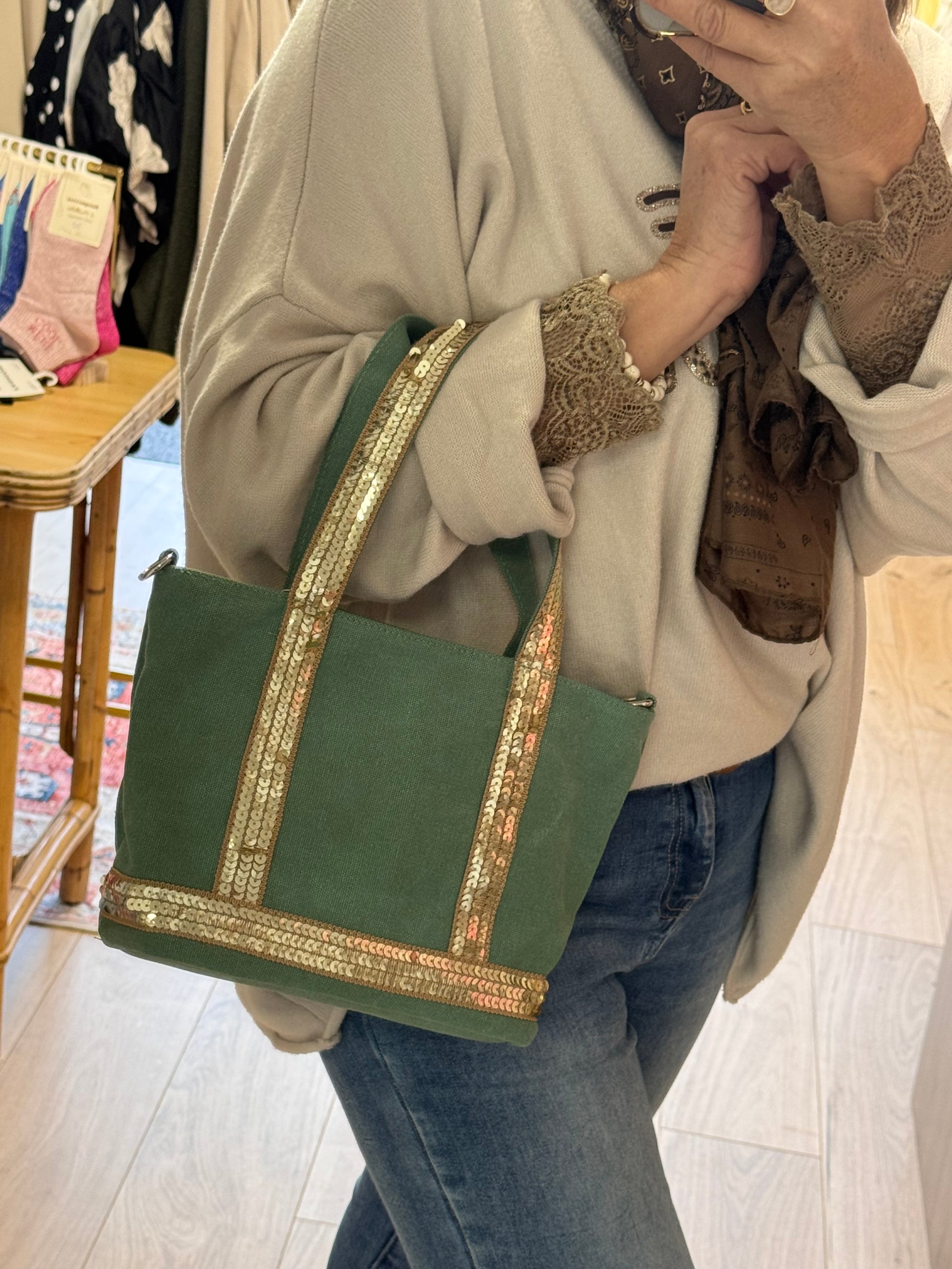 Sac vanes toile verte (petit modèle)